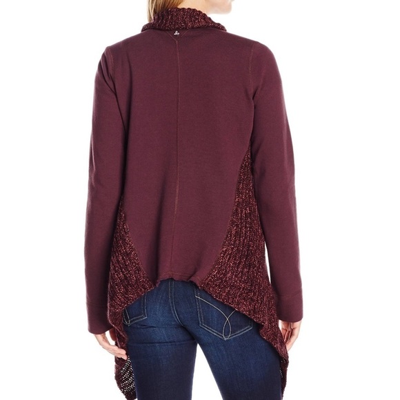 NWOT Prana Demure Eggplant Knit Open Front Draped Cardigan - Picture 2 of 15